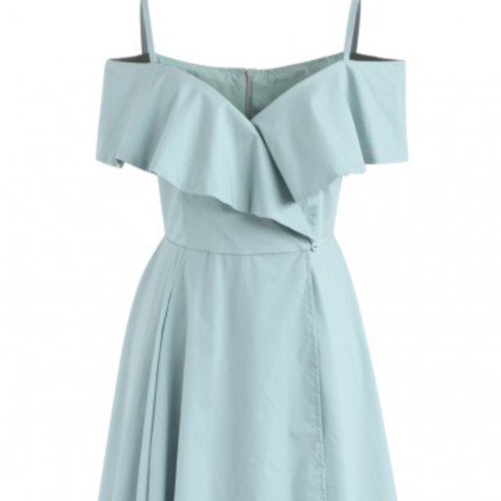 Chicwish Cold-Shoulder Flap Dress in Mint